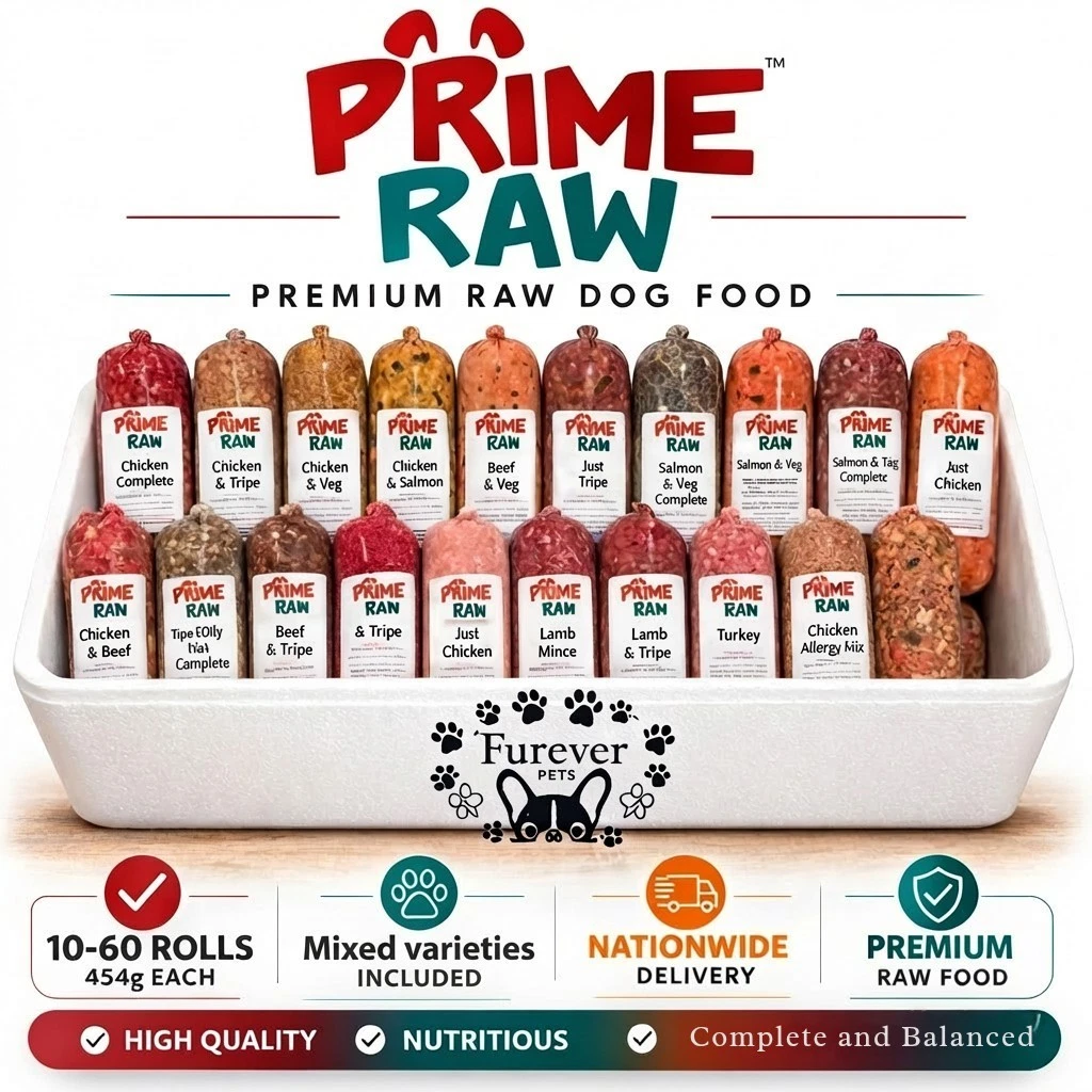 PRIME Frozen raw Dog Food 80|10|10 Completes 454g Mix Pack 10-60 Chubs