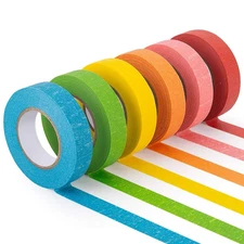 6 Rolls Colored Masking Tape 21.87yd x 0.59" Craft DIY Art Labeling New