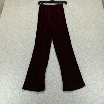 Softwear Petites by Mark Singer Womens Burgundy Velvet Pull On Flare Pants PS