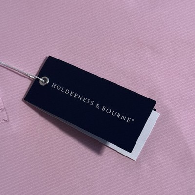 Holderness & Bourne Heathered Pink Striped Holland Golf Polo Men's 2XL XXL NEW