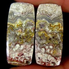 Coppia cuscini in agata in pizzo pazzo naturale 20,05 ct.100% cabina 10x24x4 ...