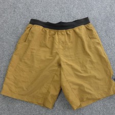 PrAna Shorts Mens Medium Brown Microfiber Elastic Waist 9 Inseam Hiking