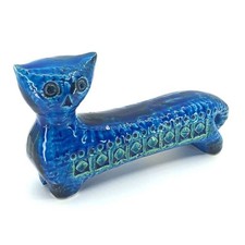 FLAVIA Bittosi Rimini Blue Ceramic Cat Figuri...