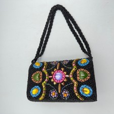 Fully Beaded Clutch Bag Embellished Evening Bag Rhinestone Jewel Accent Boho