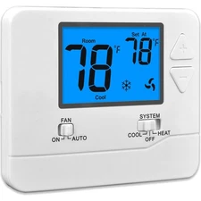 Non-Programmable Digital Thermostat Plastic 4.5-Inch Blue Backlight Home Use