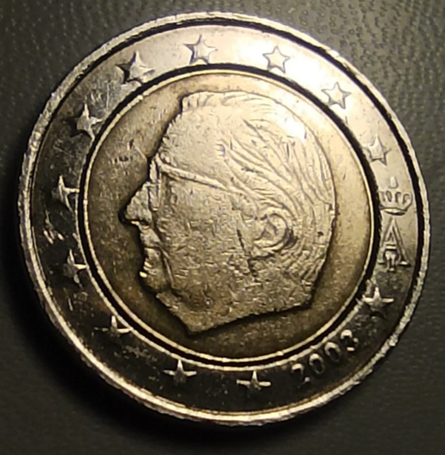 Pièce de Monnaie Belgique 2 Euro 2003 - Roi Albert II - décentré bomber rare - Photo 3/4