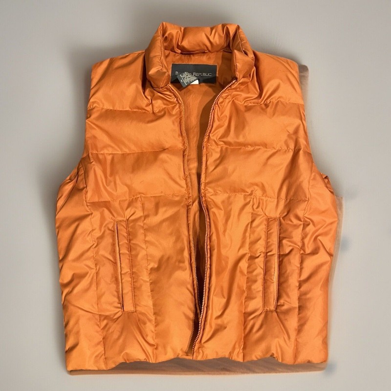 Banana Republic Orange Puffer Vest Womens Size Medium