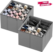 SpaceAid Shoe Organizer for Closet, 2-Pack, for 16-32 Pairs, Gray