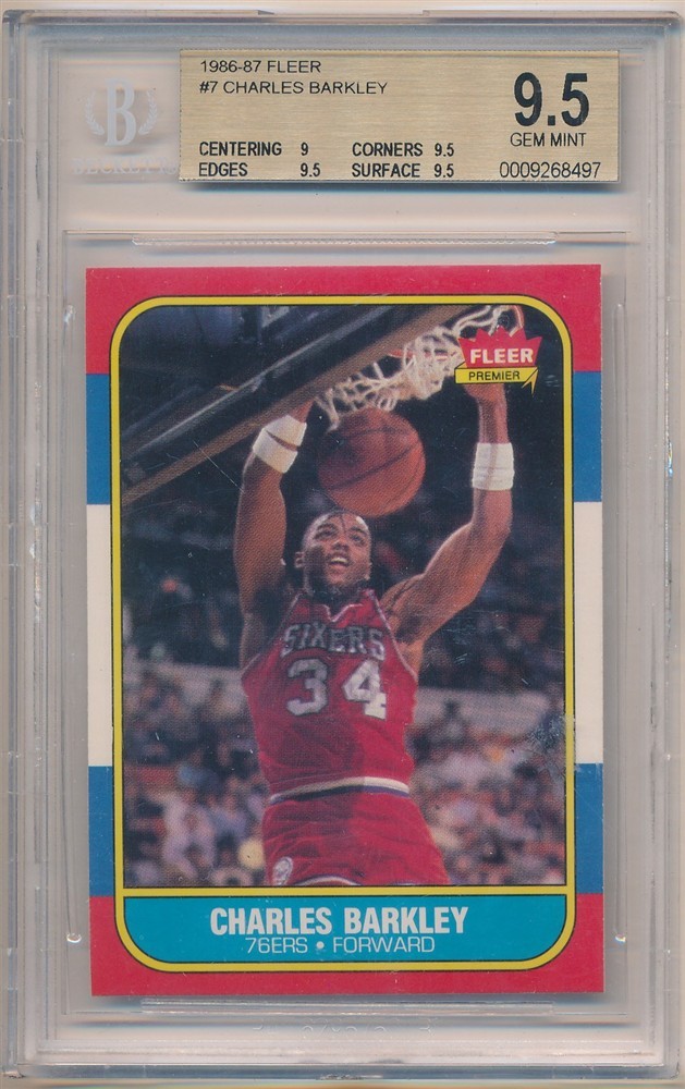 CHARLES BARKLEY 1986/87 FLEER #7 RC ROOKIE PHILADLEPHIA 76ERS BGS 9.5 GEM MINT