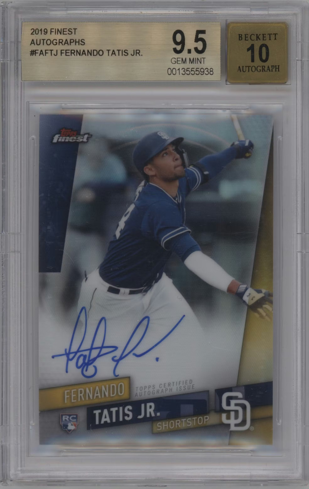 2019 Topps Finest FERNANDO TATIS JR. RC Auto #FAFTJ BGS 9.5 Gem Mint 10 Auto