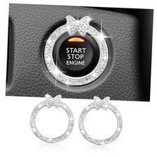 2PCS Bling Butterfly Car Engine Start Button Cover Ring,Car Push to Start