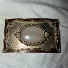 Square Belt Buckle With Oval Stone