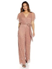 Adrianna Papell womens Metallic Pleat Jumpsuit