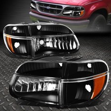 For 95-01 Ford Explorer Black Housing Amber Corner Headlight Bumper Head Lamps