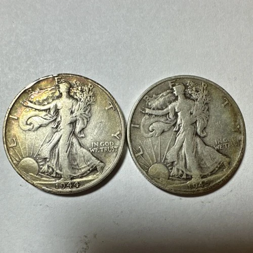 Liberty Walking Half Dollar 1944-D & 1945-S Silver 50C Lot of 2 Circulated