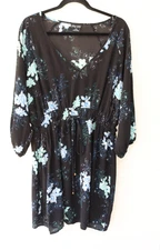 City Chic Dress Small/16 Long Sleeve Polyester/Elastane V Neck Floral (27)