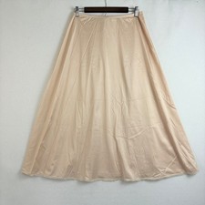 Vassarette Vintage Beige Full Slip Midi Skirt Lace Trim Womens Medium Neutral