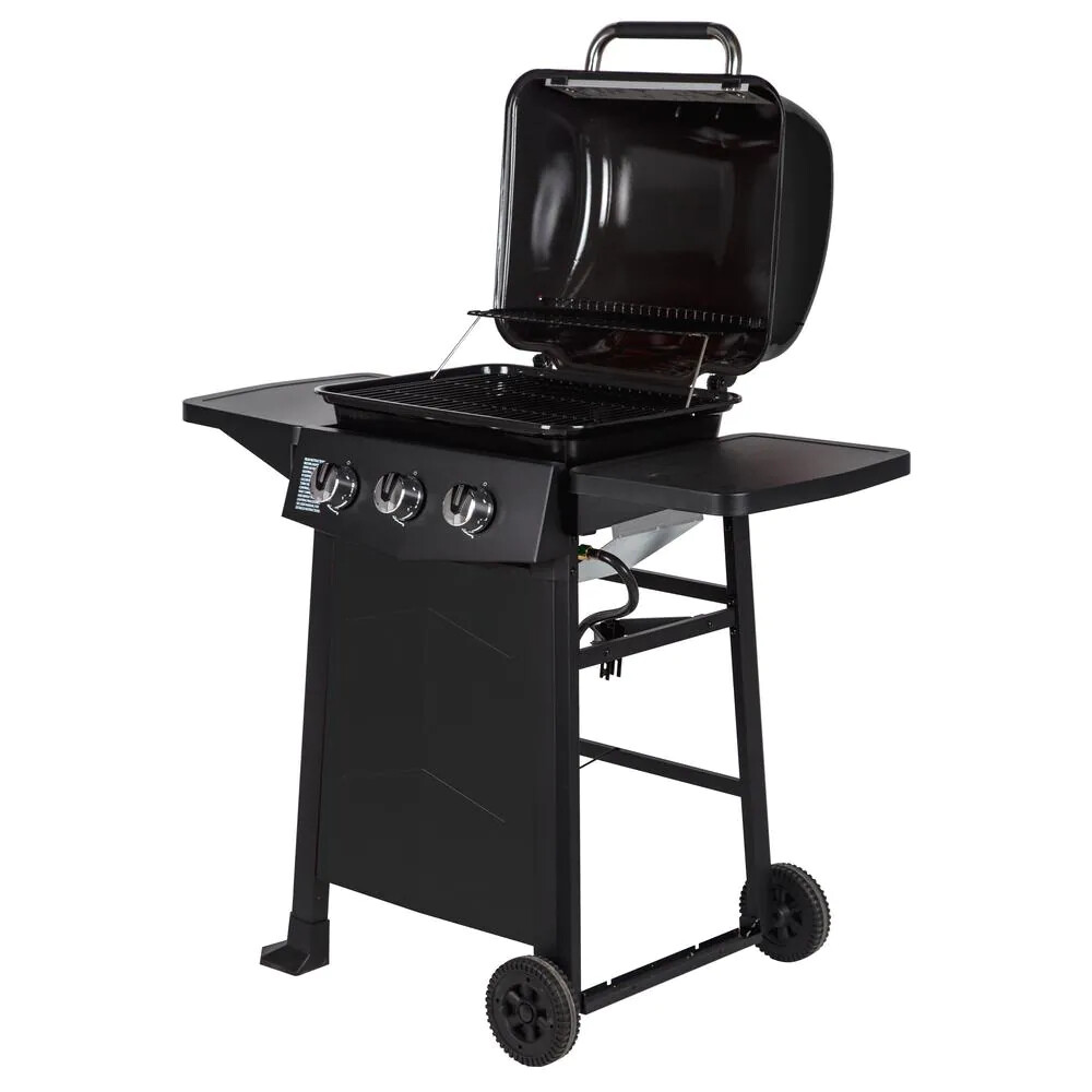 3-Burner Open Cart Propane Gas Grill Black Porcelain | eBay
