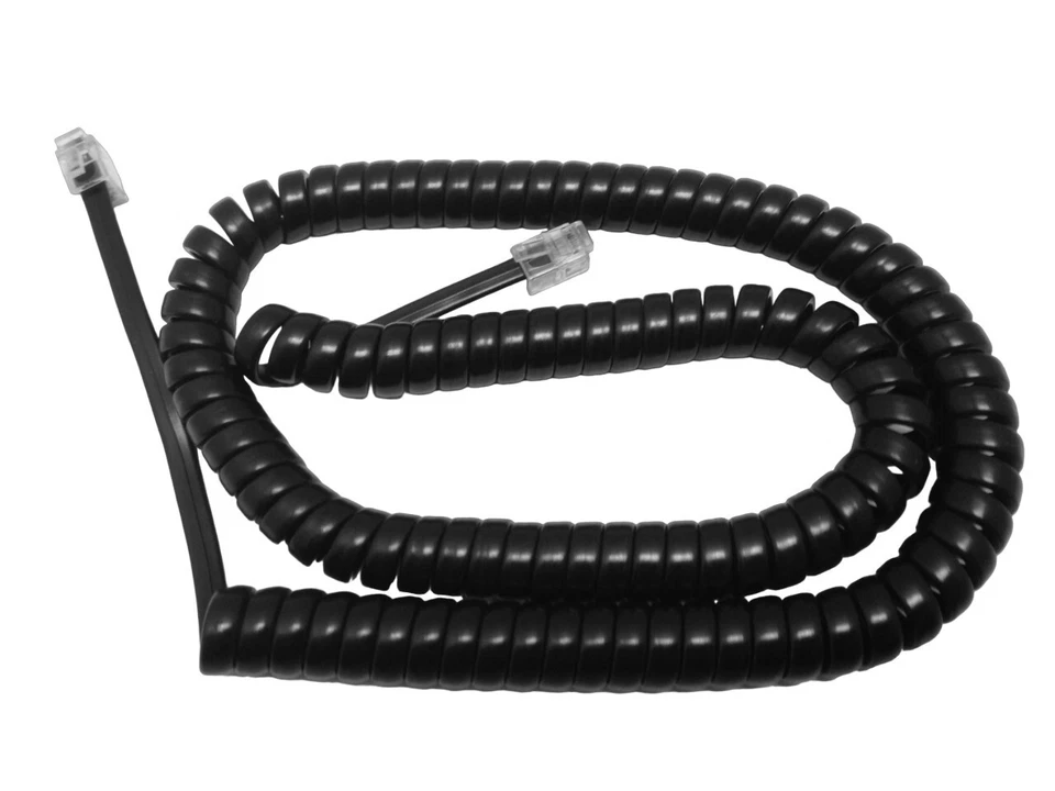 THE VOIP LOUNGE NEW 12 Foot Replacement Black Handset Curly Coil Cord for AT&T Landline Phone