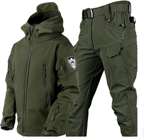 Giacca calda con cappuccio uomo combattimento impermeabile cappotto tattico con set PANT UK outdoor - Foto 10 di 40