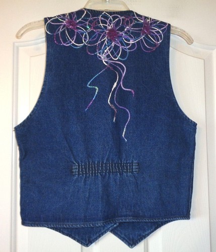 VINTAGE USA APACHE DENIM FARBSPRITZER GLITZER FESTLICHE DENIMWESTE S ZEIGEN KEINE GEBRAUCHSSPUREN!! - Bild 5 von 5