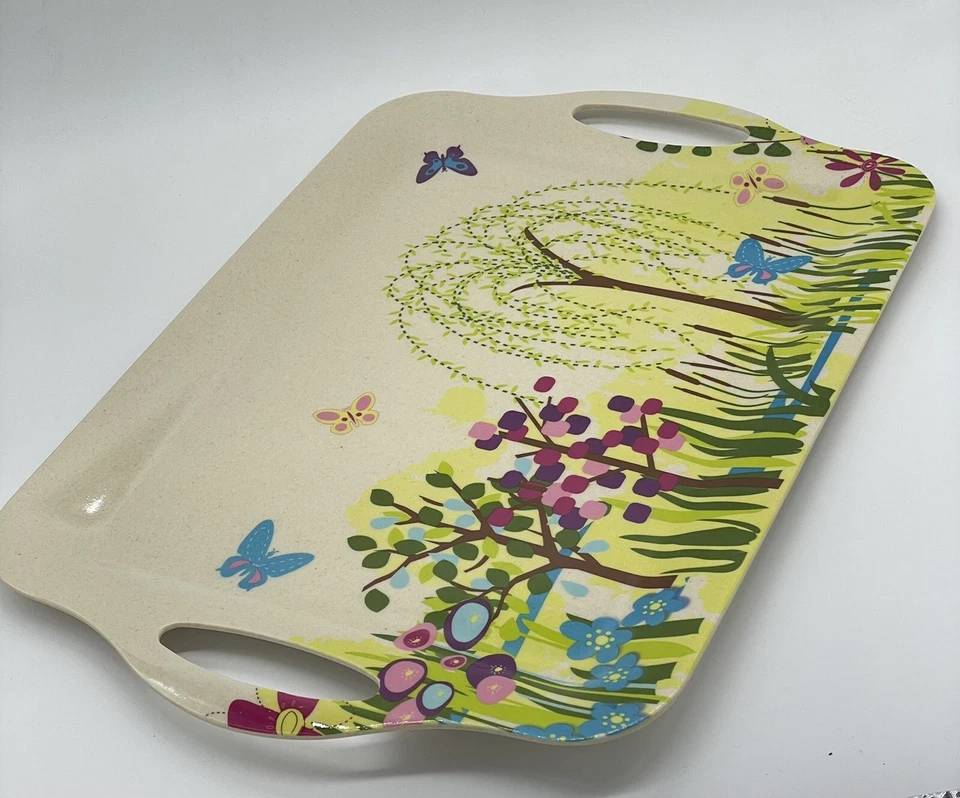 Bandeja para servir árbol floral colorido de fibra de bambú bio Evergreen Earthaware Foto 4 de 4