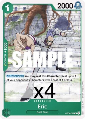 4X One Piece Card Game Eric OP04-022 Uncommon NM