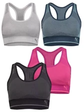 PUMA Sports Bra Active Support Pink/Black or Grey/Blue 2 Pack Size S
