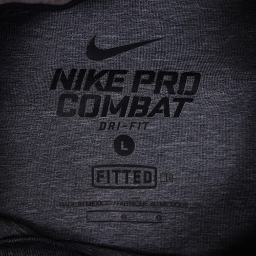 Nike Pro Combat Shirt Large Fitted Gray Short Sleeve Active Casual Mens - Picture 5 of 9