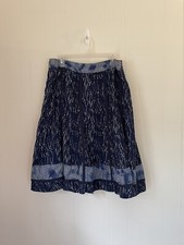Coldwater Creek Cotton Midi Skirt Size L Blue Lined Boho Chic Artsy Whimsigoth