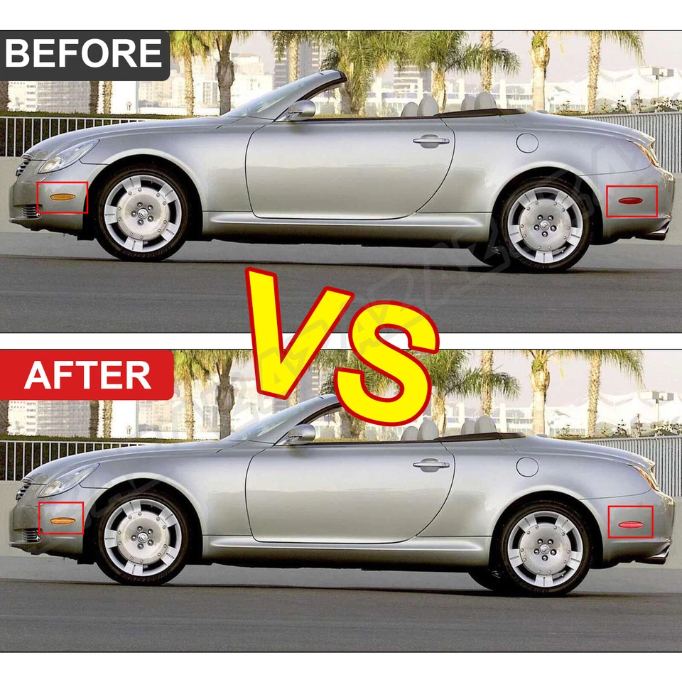 4 PIEZAS Lente Transparente LED Luz Marcadora Lateral Lámpara Para Lexus SC430 2002-2010 Delantera y Trasera Foto 4 de 4