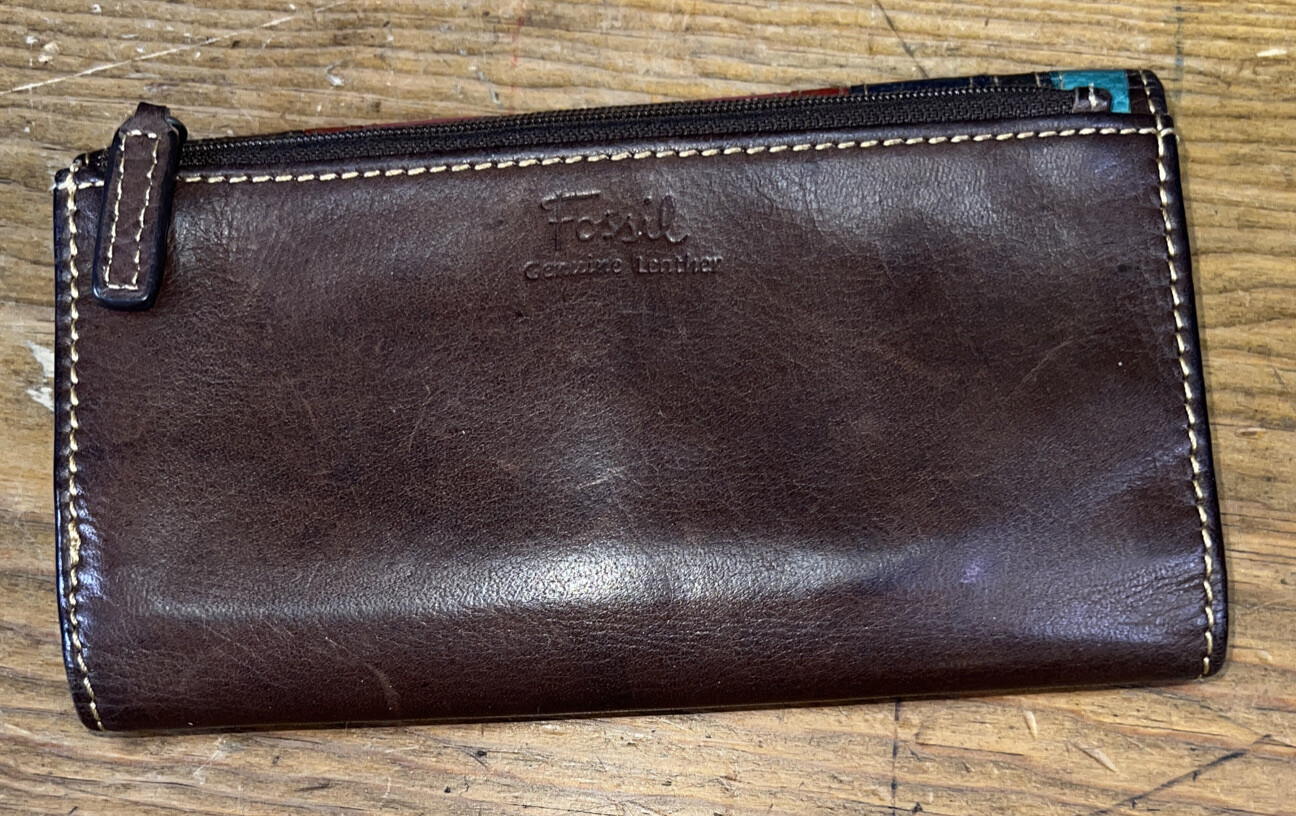 Fossil Multicolor Leather Patchwork Stripes Credi… - image 7