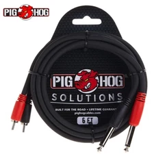 Pig Hog PD-R1406 Dual RCA Male to Dual 1/4" Mono 6FT Audio Cable