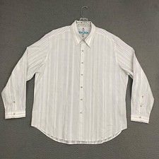 Robert Graham Shirt Mens 3XL White Geometric Striped Long Sleeve Dad Casual