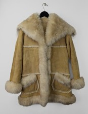 Vtg Overland Women's Sz Us 10 Xl Sheepskin Shearling Coat Button Jacket