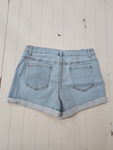 Summer Jean Shorts w/Folded Hem Lightblue Size 2XL High Waist Stretch Romastory - Picture 4 of 11