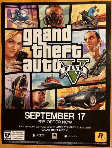 2013 GTA Grand Theft Auto 5 V PS3 XBox 360 Print Ad/Poster Official Game Art