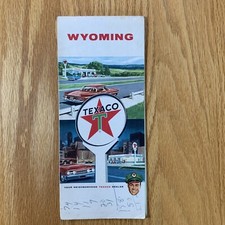 Texaco Map Wyoming Cheyenne Casper Gillette Laramie 1962 Gas Oil Advertising