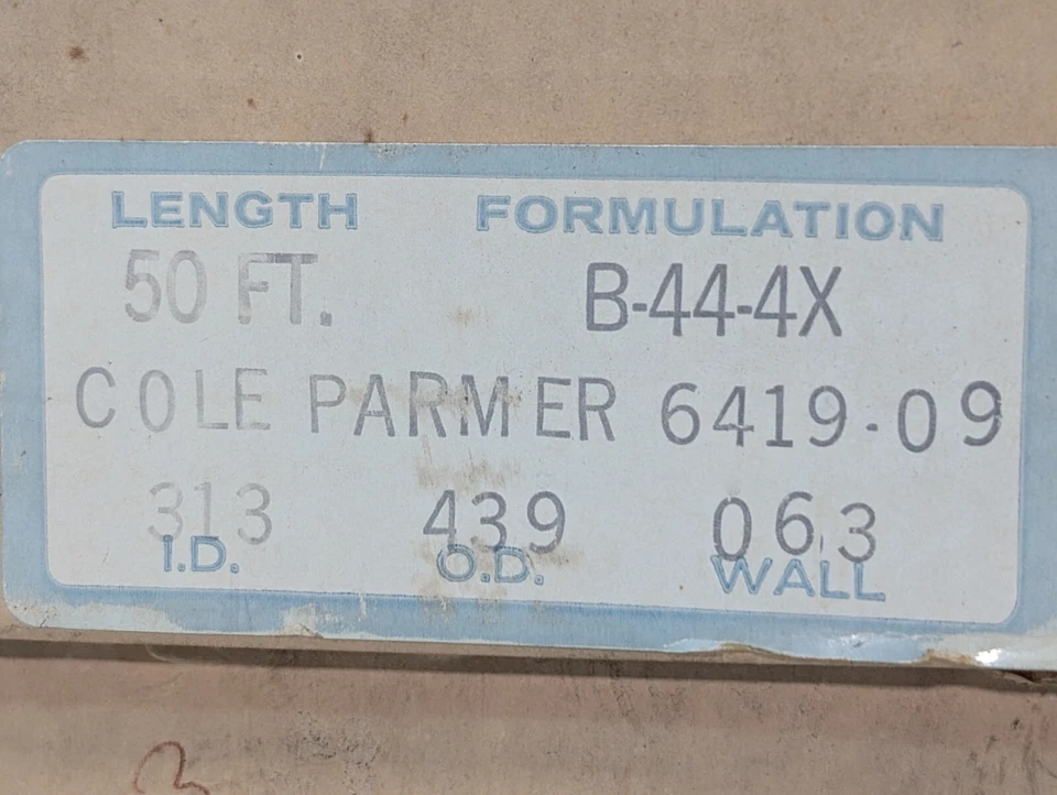 Cole Parmer 6419-09 Food and Beverage Tubing, ID: 1/4" x OD: 3/8", Length: 50' - Image 3 of 4