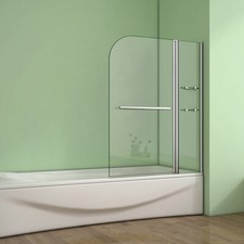 1000x1400mm Pivot 180° Big Bath Screen with Shelves & Towel Rail Shower Chrome