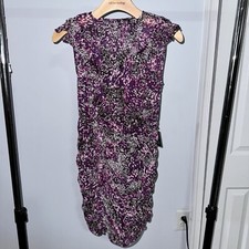 Express Purple Animal Print Ruched Sleeveless Mini Dress Size XXS NWT!