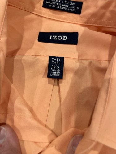 Izod Button Down Dress Shirt Lot Medium / Large Salmon Pink 15 & 16 1/2 - Picture 5 of 19