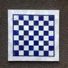 18" White Chess Marble Table Top kids game Inlay Malachite Decor Lapis decor