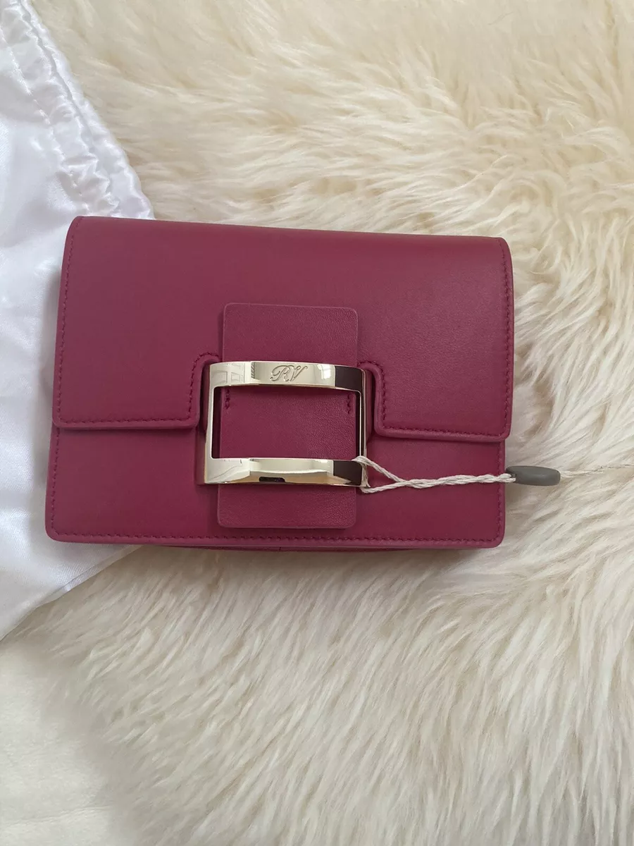 NWT 100 AUTH Roger Vivier Viv Micro Leather Shoulder Bag On Chain