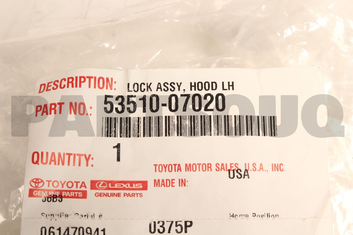 5351007020 Genuine Toyota LOCK ASSY, HOOD 53510-07020 | eBay