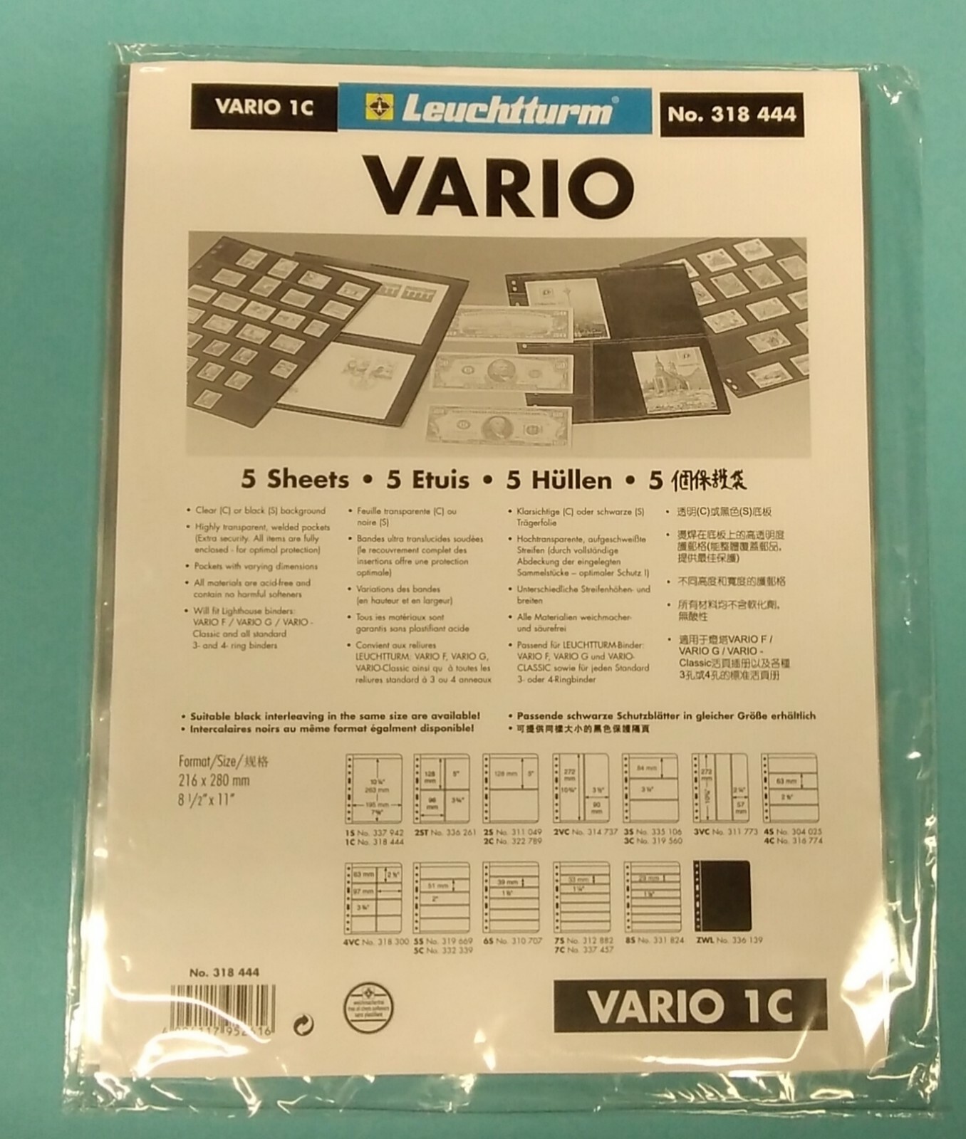 Lighthouse VARIO Sleeves (5 Sheets) 1C - 5C, 1S - 7S 2VC 4VC ZWL PLUS 1S, CHOICE