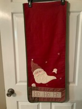 Table Runner Santa Claus Snowman Red Green Appliqu d Embroidered 70  X 14  