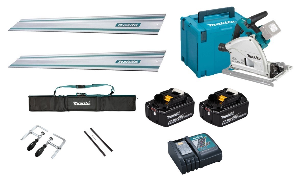 Makita 36v LXT Cordless Brushless Plunge Saw (Twin 18v) Complete 6ah  Battery Kit