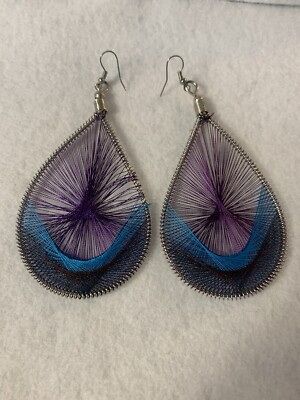 Womens Woven String Art Earrings Dangle Bohemian Jewelry