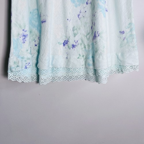 Falda de lino floral J.Jill talla mediana azul flores encaje ribete hasta la rodilla M - Imagen 4 de 4